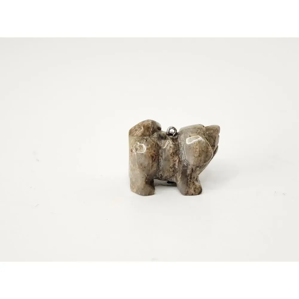 Miniature Carved Soapstone Dog Pendant / Charm